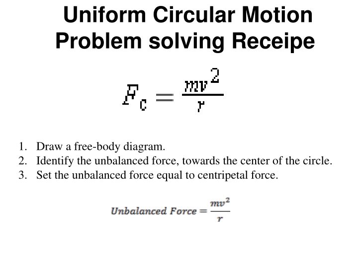 uniform circular motion problem solving receipe n.w