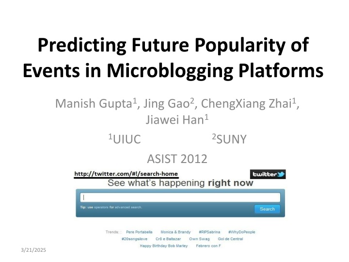 predicting future popularity of events n.w