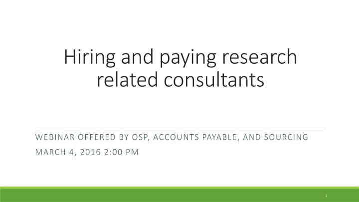 hiring and paying research related consultants n.w