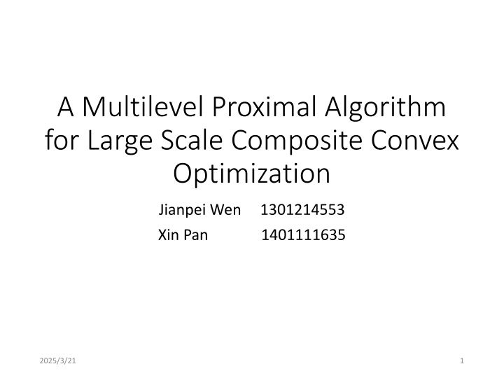a multilevel proximal algorithm for large scale n.w