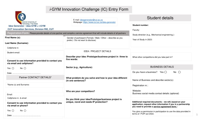 i gym innovation challenge ic entry form n.w
