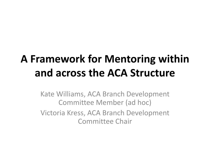 a framework for mentoring within and across n.w