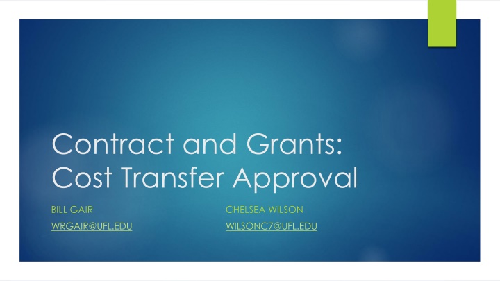 contract and grants cost transfer approval n.w