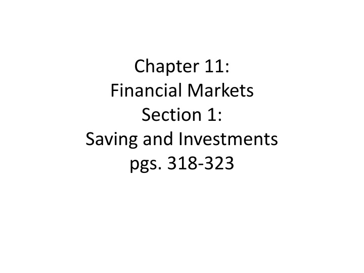 chapter 11 financial markets section 1 saving n.w