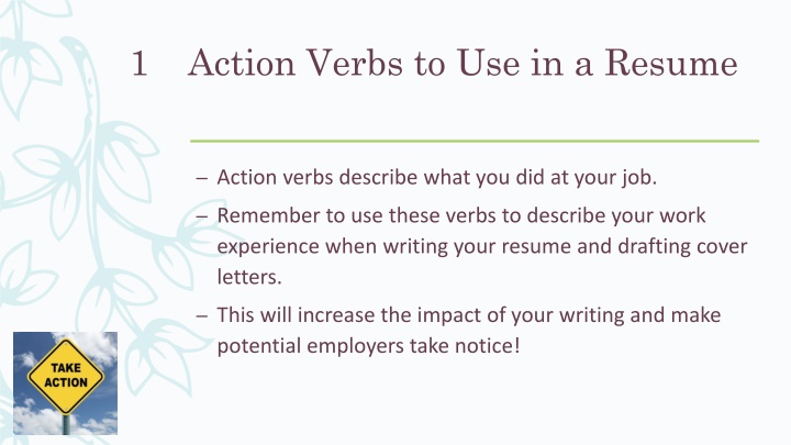 action verbs to use in a resume n.w
