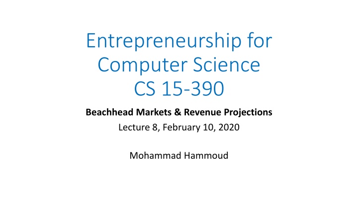 entrepreneurship for computer science cs 15 390 n.w