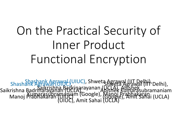 on the practical security of inner product n.w