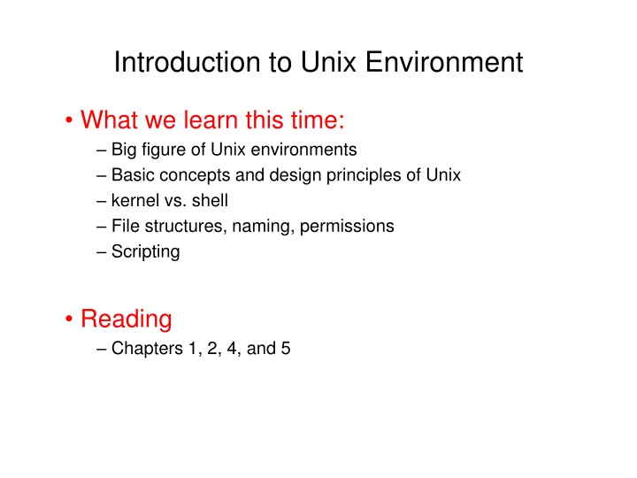 introduction to unix environment n.w