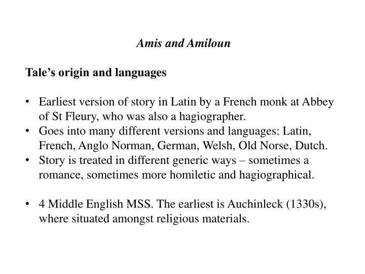 amis and amiloun n.w
