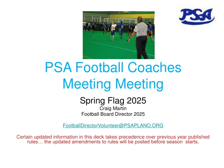 psa football coaches meeting meeting spring flag n.w