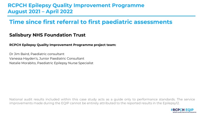 rcpch epilepsy quality improvement programme n.w