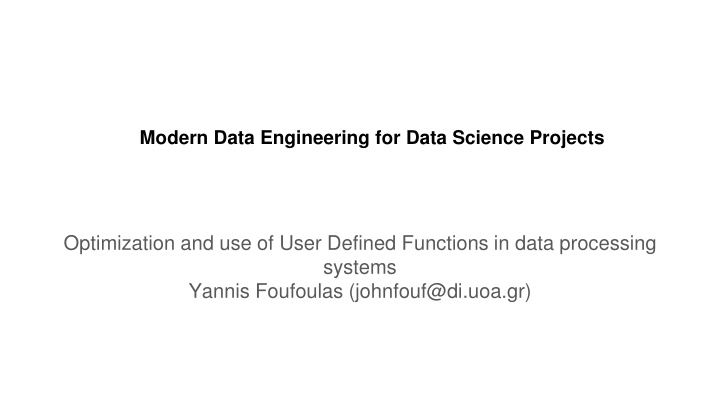 modern data engineering for data science projects n.w