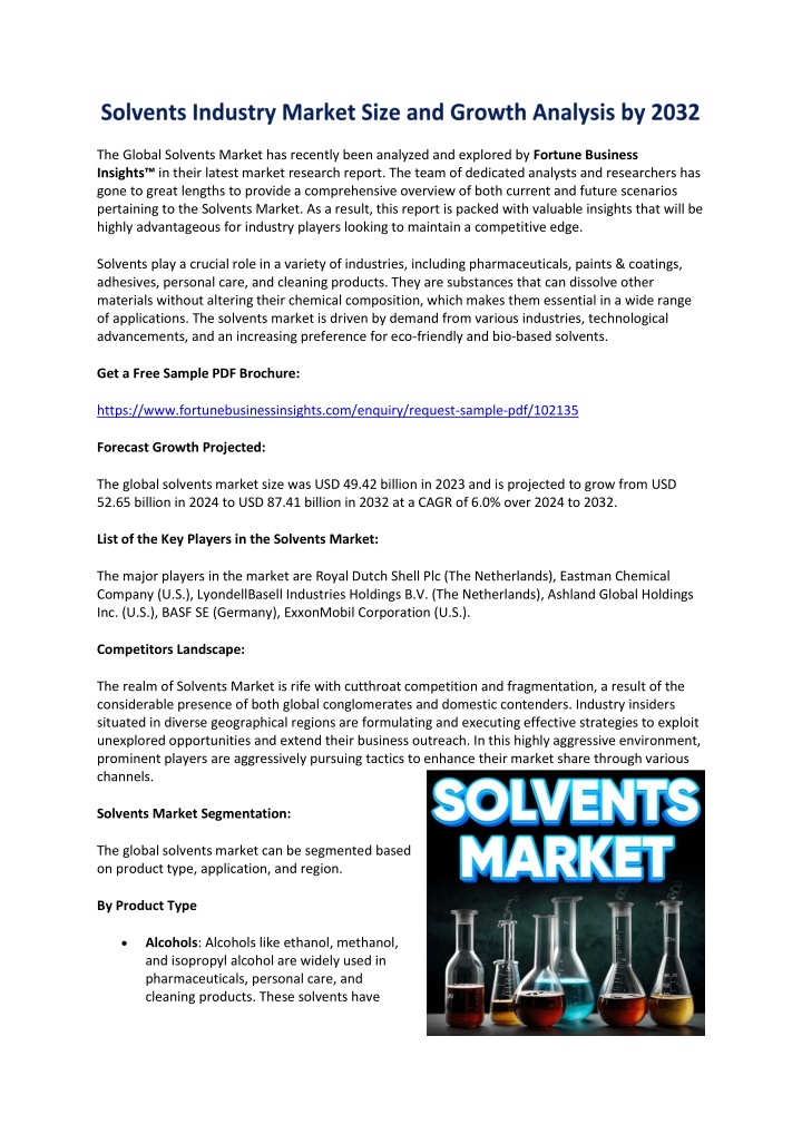 the global solvents market has recently been n.w