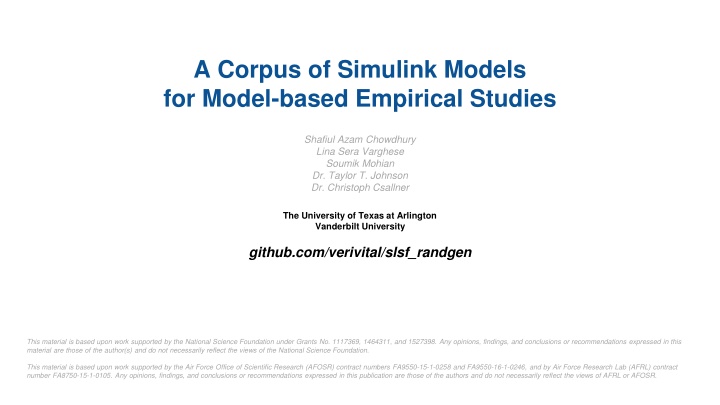 a corpus of simulink models for model based n.w