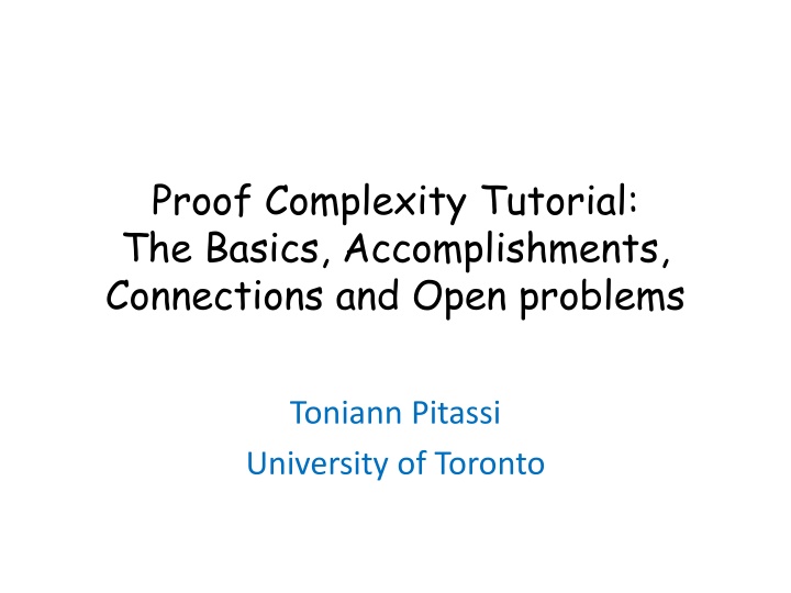 proof complexity tutorial the basics n.w