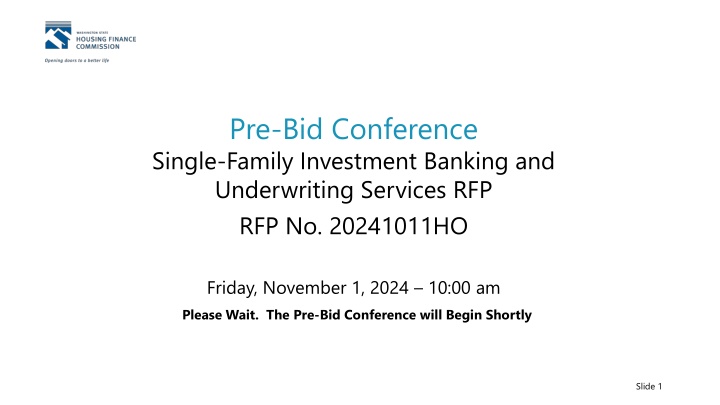 pre bid conference single family investment n.w
