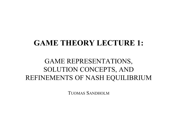game theory lecture 1 n.w