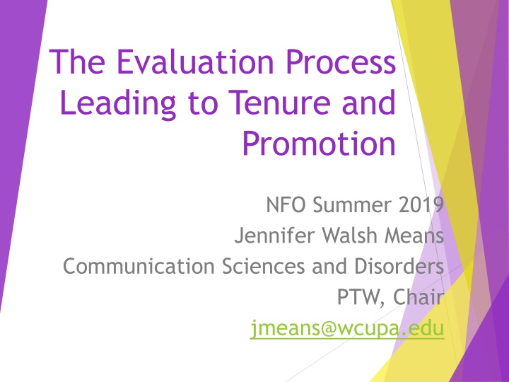 the evaluation process leading to tenure and n.w