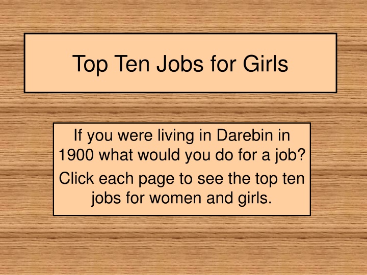 top ten jobs for girls n.w