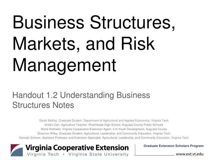 business structures markets and risk management n.w