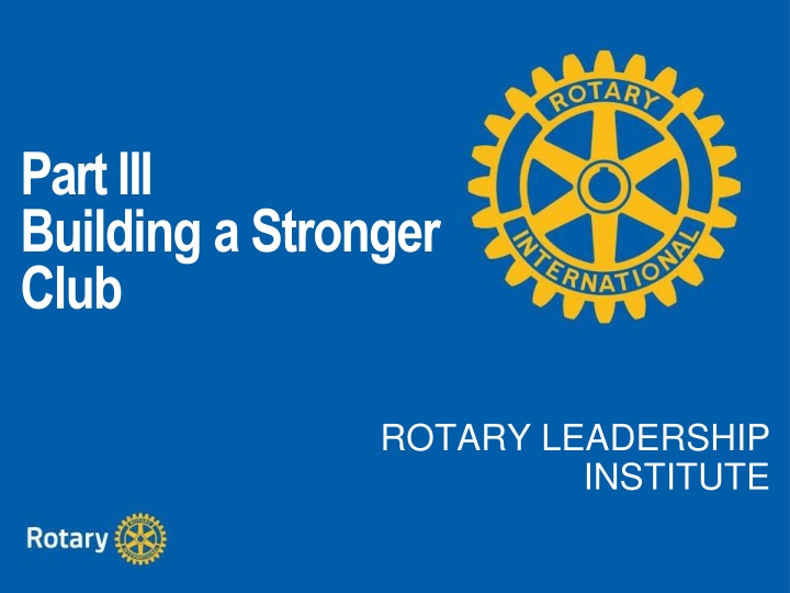 part iii building a stronger club n.w