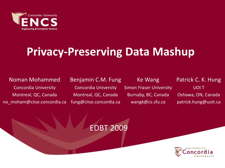 privacy preserving data mashup n.w