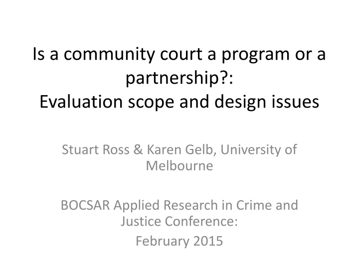 is a community court a program or a partnership n.w