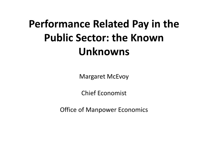 performance related pay in the public sector n.w