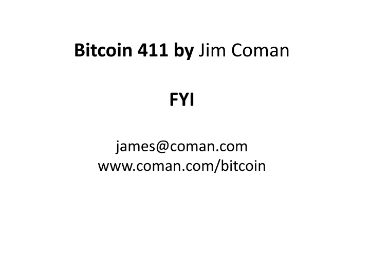 bitcoin 411 by jim coman n.w