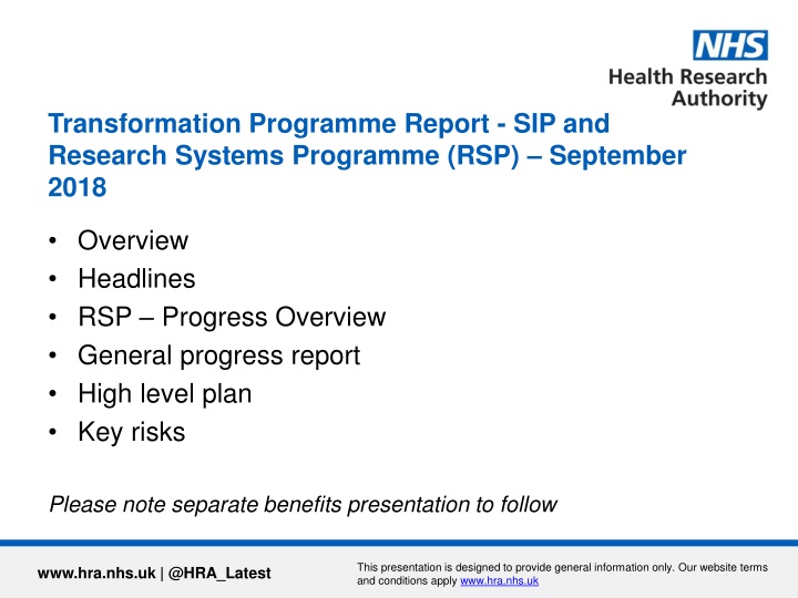 transformation programme report sip and research n.w