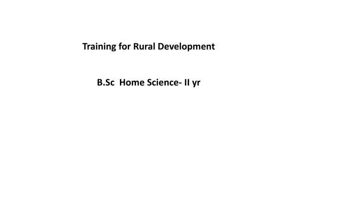 training for rural development n.w