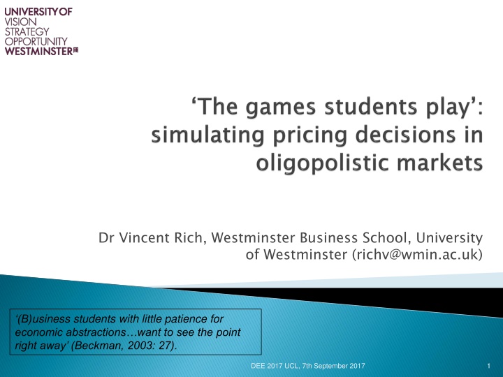 dr vincent rich westminster business school n.w
