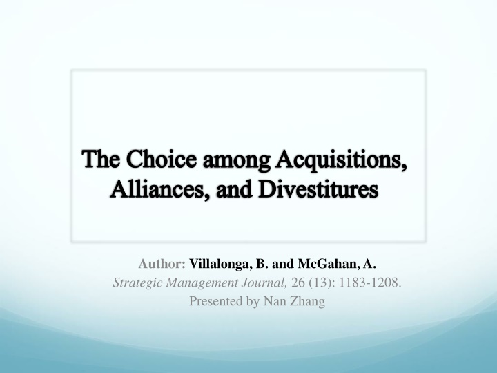 the choice among acquisitions alliances n.w