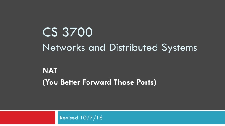 cs 3700 networks and distributed systems n.w