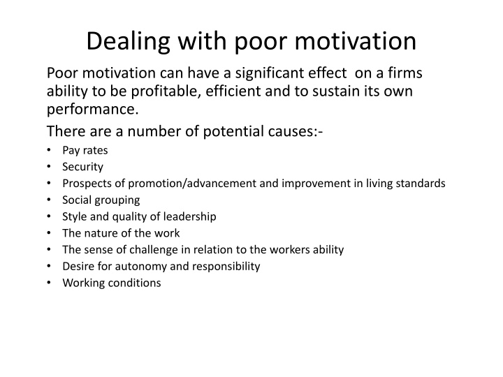 dealing with poor motivation n.w