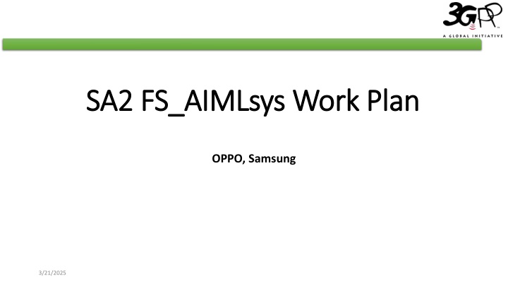 sa2 fs aimlsys work plan sa2 fs aimlsys work plan n.w