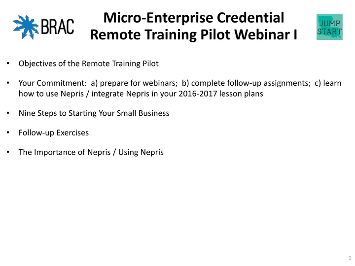 micro enterprise credential remote training pilot n.w
