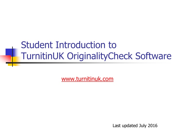 student introduction to turnitinuk n.w