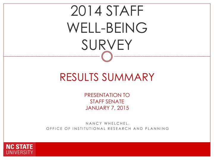 2014 staff well being survey n.w