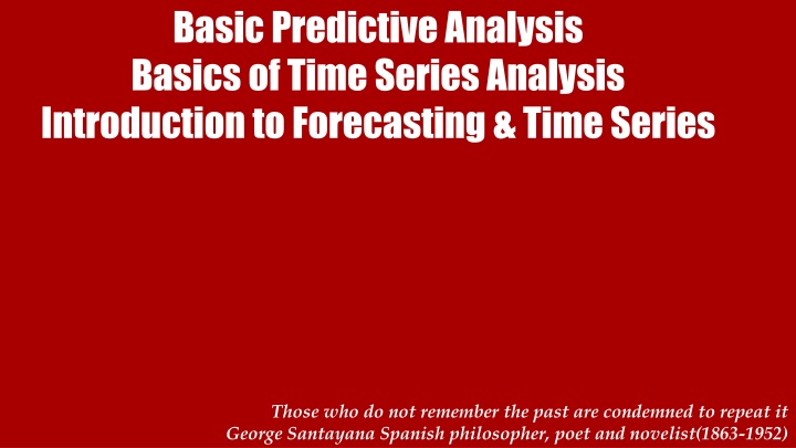 basic predictive analysis basics of time series n.w
