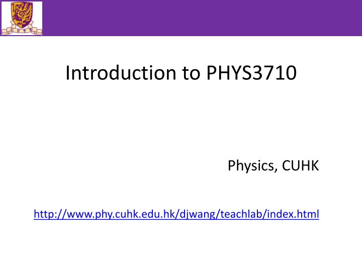 introduction to phys3710 n.w