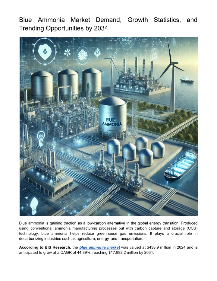 blue ammonia market demand growth statistics n.w