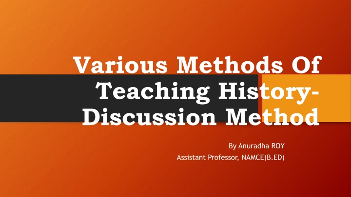 various methods of teaching history discussion n.w
