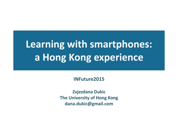 learning with smartphones a hong kong experience n.w