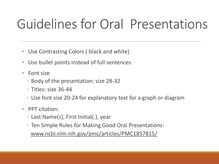 guidelines for oral presentations n.w