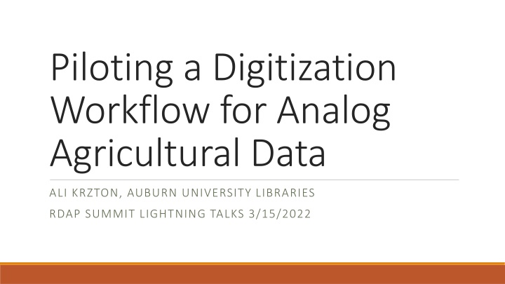 piloting a digitization workflow for analog n.w