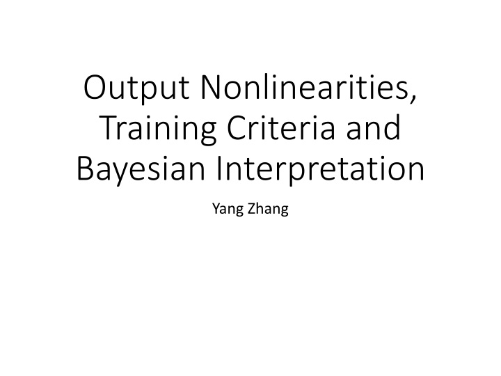 output nonlinearities training criteria n.w