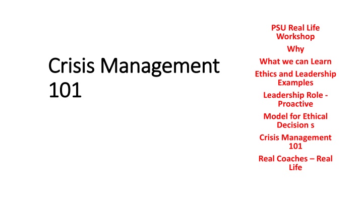 psu real life workshop why what we can learn n.w