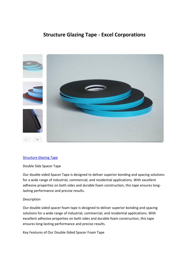 structure glazing tape excel corporations n.w