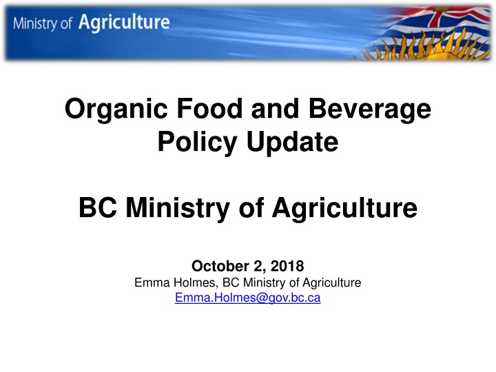 organic food and beverage policy update n.w